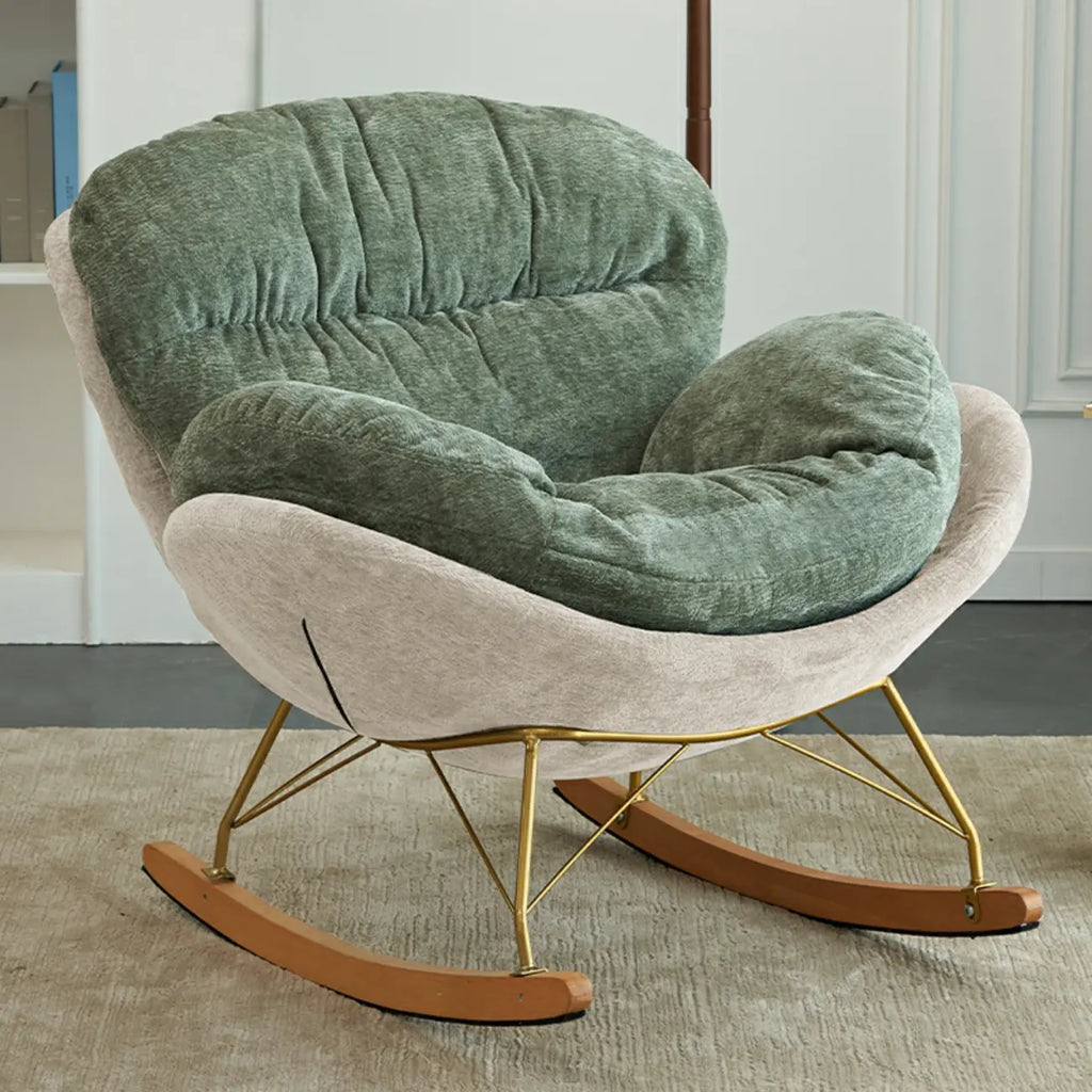 Fauteuil à bascule moderne en velours, ergonomique et rembourré, pour chambre de bébé