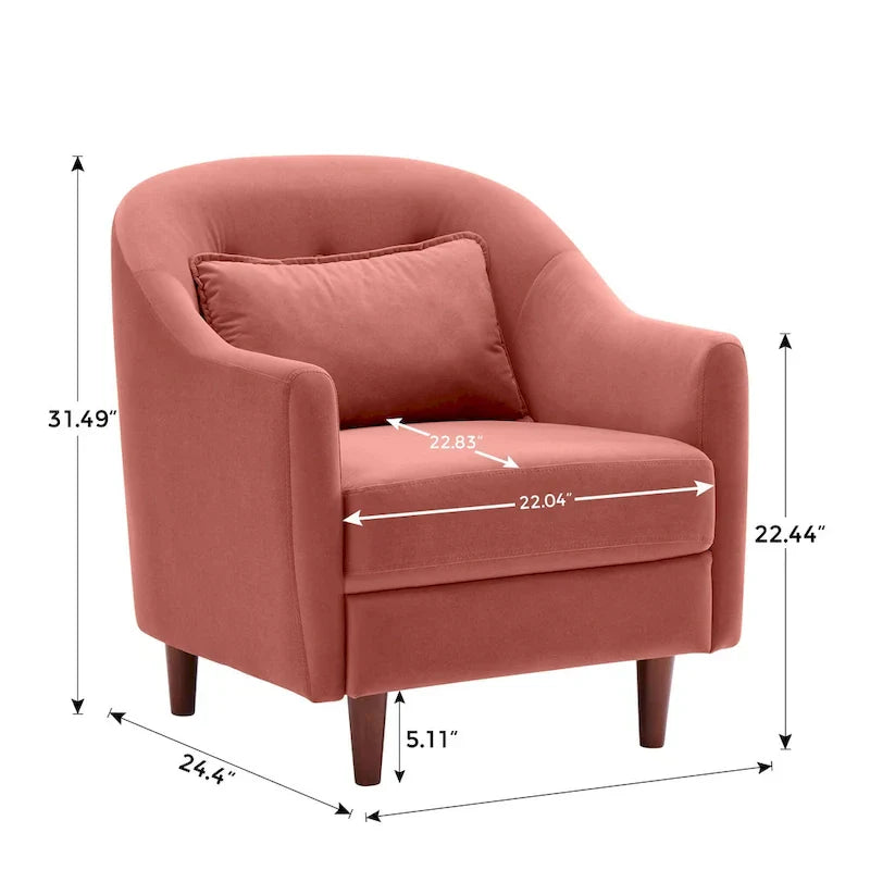 28,34 Zoll, 2er-Set Akzent-Sessel, Samt-Sessel im Fassondesign mit Beinen aus Massivholz