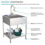 Évier et meuble de buanderie en acier inoxydable de 24-in L x 22-in P x 35-in H