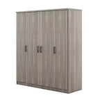 Wood 4-Door Wardrobe Armoire with Hanging Rod, 1-Drawer and Storage Shelves