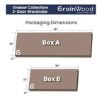 Kleiderschrank aus Massivholz mit 2 Türen – 41 x 72 x 22