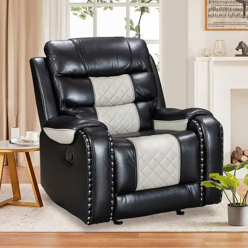 Ruime relaxfauteuil van kunstleer in Amerikaans design voor de woonkamer
