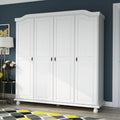 Palace Imports Kyle 4-türiger Kleiderschrank aus 100 % Massivholz mit Türen aus Massivholz oder Spiegelglas