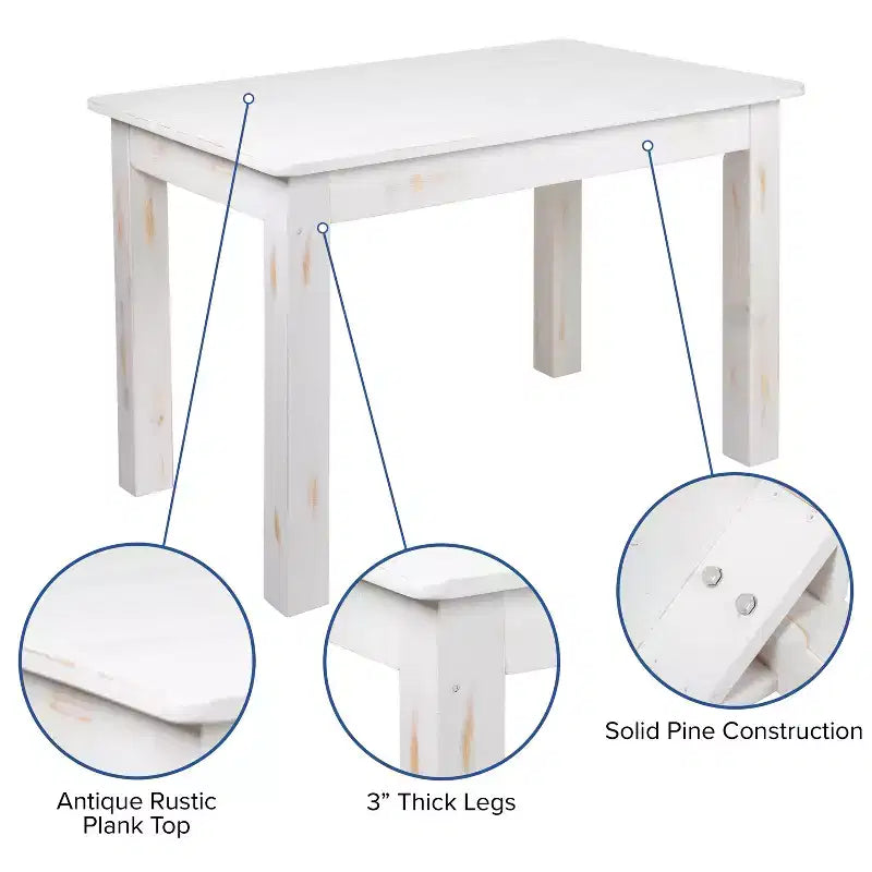 Table de salle à manger de ferme rectangulaire en pin massif Flash Furniture, 46 x 30
