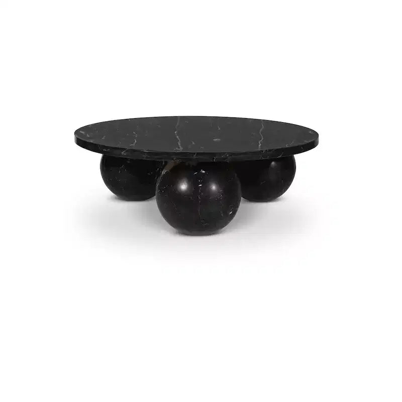 Runder Couchtisch aus Marmor mit Kugelbeinen, mehrfarbig, für 4 Personen??