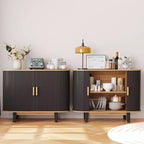 Geribbeld dressoir van 40 inch, opbergkast met schuifdeur en verstelbare plank, moderne credenza-opbergkast, bartafel met roldeur