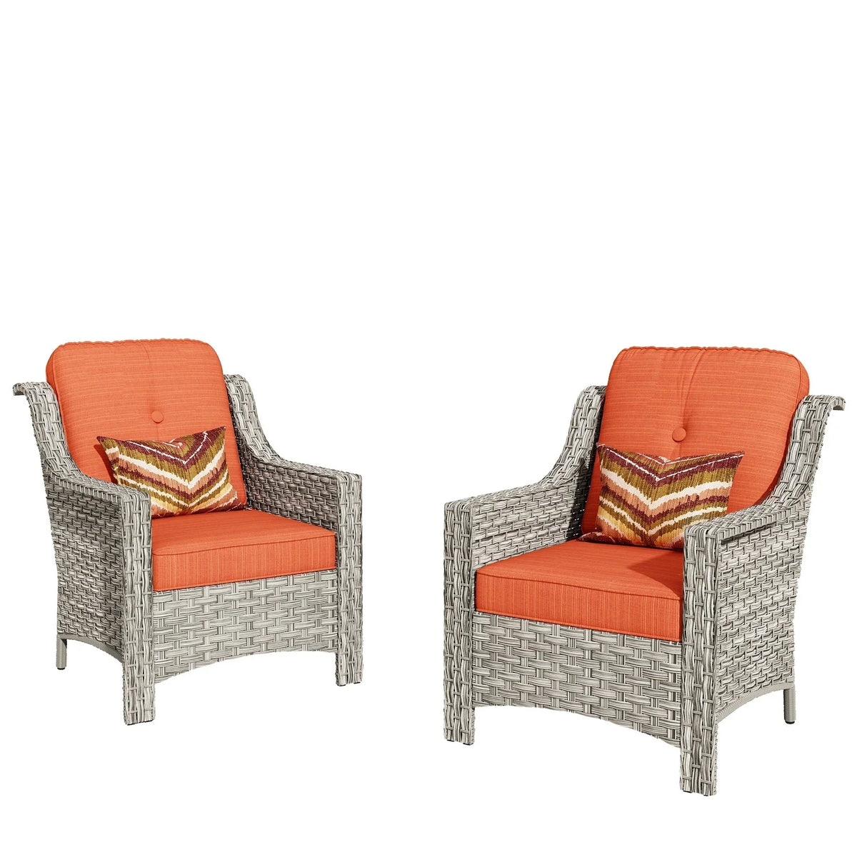 Ensemble de 2 fauteuils de jardin d’extérieur HOOOWOOO en rotin tressé à dossier haut