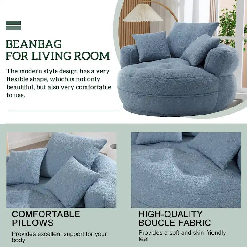 Round Lazy Sofa Chair ?C White/Blue/Grey/Yellow/Orange/Rose Red/Navy/Green, Single & Couple Seat