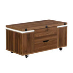 Table basse moderne multifonctionnelle relevable avec rangement dissimulé, 4 tabourets et roulettes, idéale pour les espaces de vie modernes
