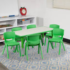Ensemble table d’activités rectangulaire réglable en hauteur en plastique Emma and Oliver, 23,625 l x 47,25 L, avec 6 chaises