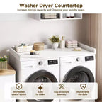 Washer Dryer Countertop, Laundry Topper with Raised Edge & Non-Slip Pad for Hamper Counter Storage & Laundry Room Organization