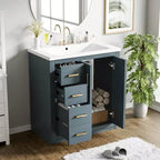 30 Einzelwaschbecken-Badezimmerwaschtisch mit Unterschrank und 3 Schubladen - Schwarz / Blau / Grün / Indigo / Weiß