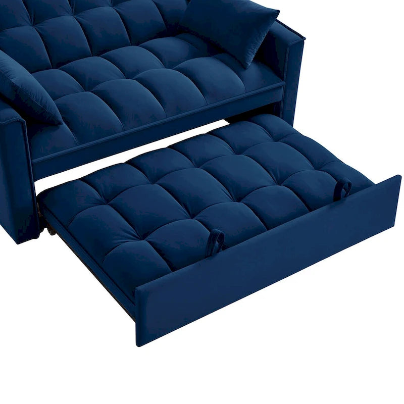 Loveseat-Schlafsofa 4-in-1 mit Armlehnen und Aufbewahrungstaschen, multifunktionales getuftetes Ausziehsofa mit verstellbarer Rückenlehne