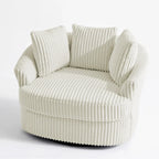 2 Set Oversized 43 W Plush Corduroy Swivel Barrel Chair with Pillows