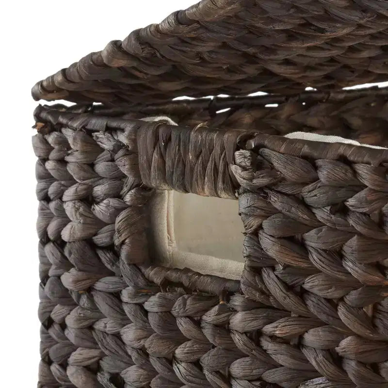 Panier à linge Casafield à 2 compartiments avec couvercle et sacs doublures amovibles, trieur de linge tressé en jacinthe d’eau pour vêtements