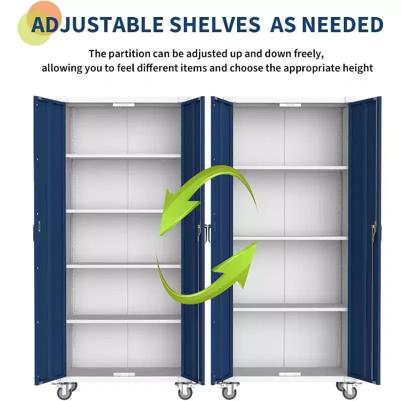 71-Zoll-Stahlschrank mit abschließbaren Türen und 4 verstellbaren Regalböden, robuster Metallschrank für Carport/Büro/Speisekammer, rostfreies Design