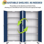 71-Zoll-Stahlschrank mit abschließbaren Türen und 4 verstellbaren Regalböden, robuster Metallschrank für Carport/Büro/Speisekammer, rostfreies Design