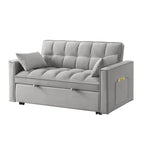 Loveseat-Schlafsofa 4-in-1 mit Armlehnen und Aufbewahrungstaschen, multifunktionales getuftetes Ausziehsofa mit verstellbarer Rückenlehne
