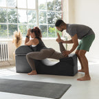 Avana Kami verstellbare Chaiselongue / Yoga und Massage – 2-in-1-Sitzhocker mit verborgenem ausklappbarem Yoga-Loungesessel, Mikrovelours – N/A