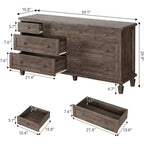 Ladekast met 8 laden voor de slaapkamer, vintage ladekast van 59 inch en tv-meubel met gebeeldhouwde handgrepen en taps toelopende poten, houten ladekast met ruime opbergruimte