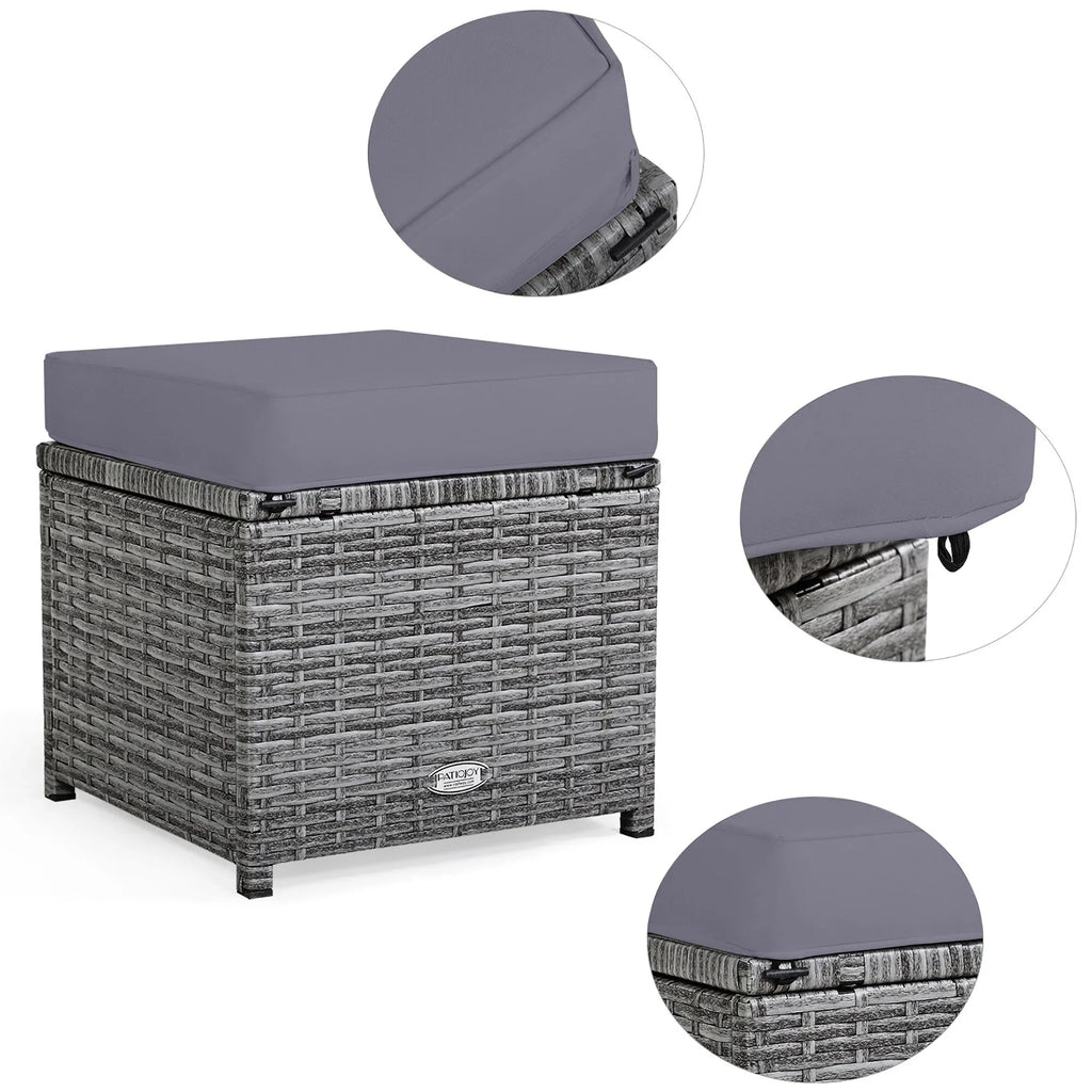 Costway Ensemble repas de jardin en rotin de 7 pièces, canapé d’angle, canapé et pouf — Voir les détails