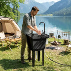 Évier utilitaire portable avec bac à linge, évier sur pied avec robinet, distributeur de savon et tuyaux