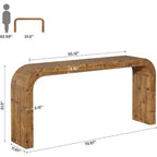 Console de table Lantine de 70,87 pouces en bois massif, table de canapé de style champêtre avec angles en cascade pour couloir, salon ou derrière le canapé, bois naturel