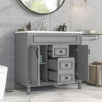 Meuble-lavabo moderne de salle de bains de 36 po avec vasque sur plan, armoire à miroir, 2 portes et 2 tiroirs