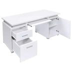 TUYOHW 55 Wooden Writing Desk,Office Computer Desk with 2 Drawers,1 Cabinet,1 Open Shelf,1 Door,Work Desk for Home Office,Study,Small Spaces