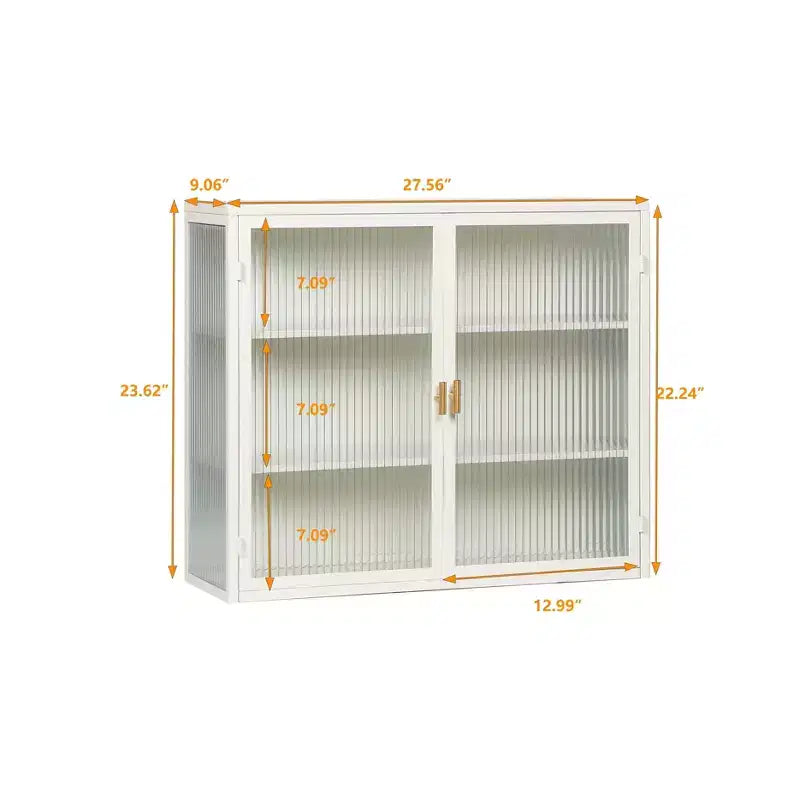 Moderner 2-türiger Wandschrank von Okak mit 3-stufigem Stauraum und Glastüren für Eingangsbereich, Esszimmer, Wohnzimmer oder Küche