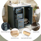 30 Einzelwaschbecken-Badezimmerwaschtisch mit Unterschrank und 3 Schubladen - Schwarz / Blau / Grün / Indigo / Weiß