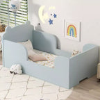 Okak vloerbed in de vorm van een beer voor kinderen van 3-6 jaar, peuterbedframe met veiligheidshekje, schattig kinderbed in de vorm van een dier