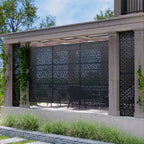 MAYEERTY Room Divider Screen Francis Rice Pattern Black Galvanized Sheet 72x47x2in 3-Piece Set 3-Piece Set
