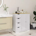 HOMCOM Bathroom Floor Cabinet with Adjustable Shelf, Freestanding Bathroom Storage Cabinet with 4 Drawers and 2 Doors, White