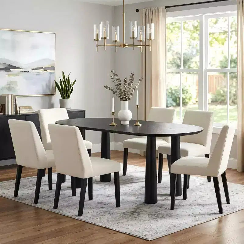 Dovelina ovale houten eettafel van 67 met 4 poten, moderne keukentafel voor 6 personen