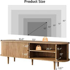AMERLIFE tv-meubel voor 70-inch tv met poten van massief hout, moderne tv-console in mid-century-stijl met tambourdeur