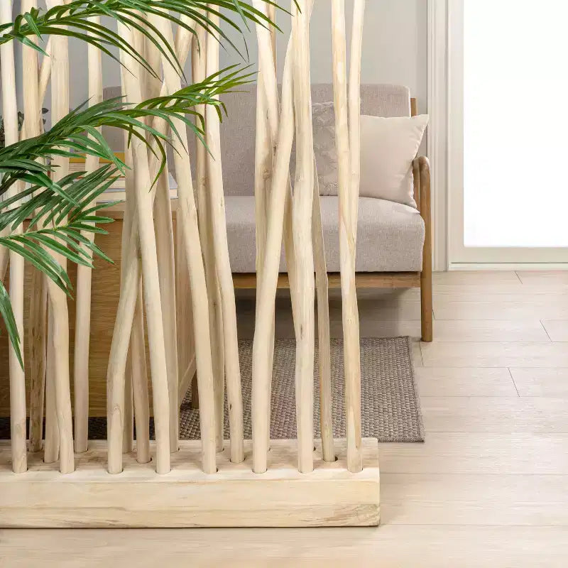 JONATHAN Y Tranquil, 39 B x 68 H, handgefertigter Raumteiler aus Teakzweigen im Küsten-Boho-Stil, einteilig