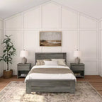 Plank+Beam Farmhouse Full Size Bed Frame with Headboard, Solid Wood Platform Bed