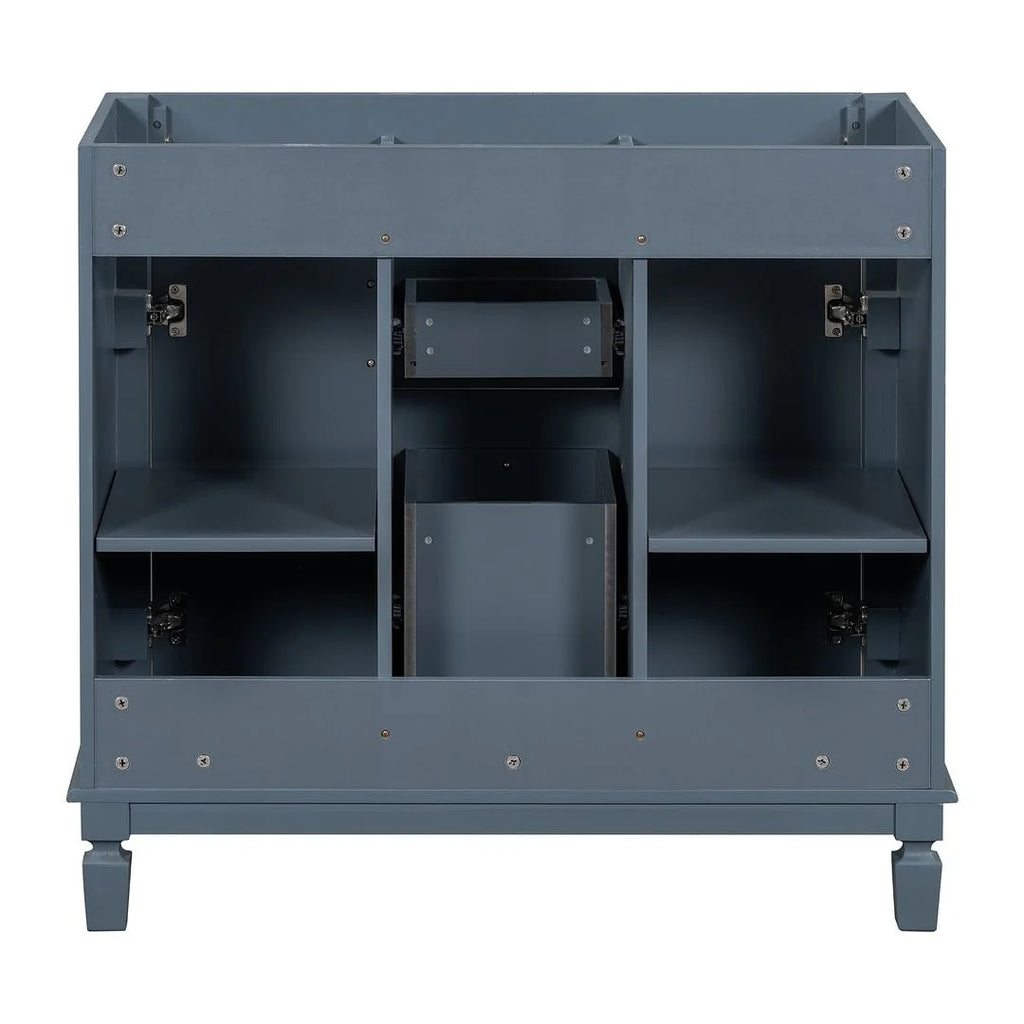 Meuble-lavabo moderne de salle de bains de 36 po avec vasque sur plan, armoire à miroir, 2 portes et 2 tiroirs