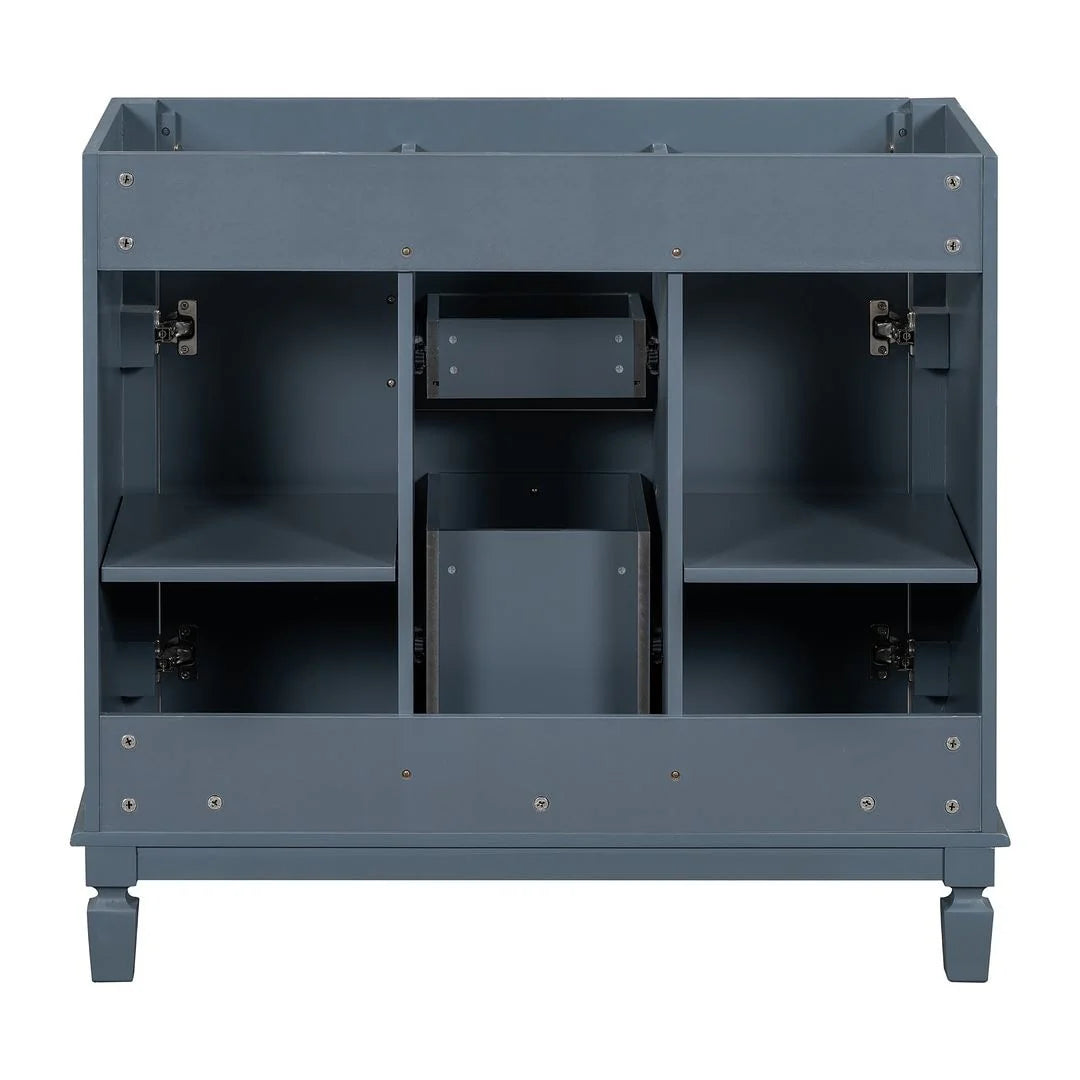 Meuble-lavabo moderne de salle de bains de 36 po avec vasque sur plan, armoire à miroir, 2 portes et 2 tiroirs