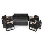 Giovanna aluminium loungeset voor buiten voor 7 personen met vuurkorf van Christopher Knight Home