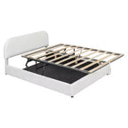 Lit rembourré queen size avec rangement relevable - blanc