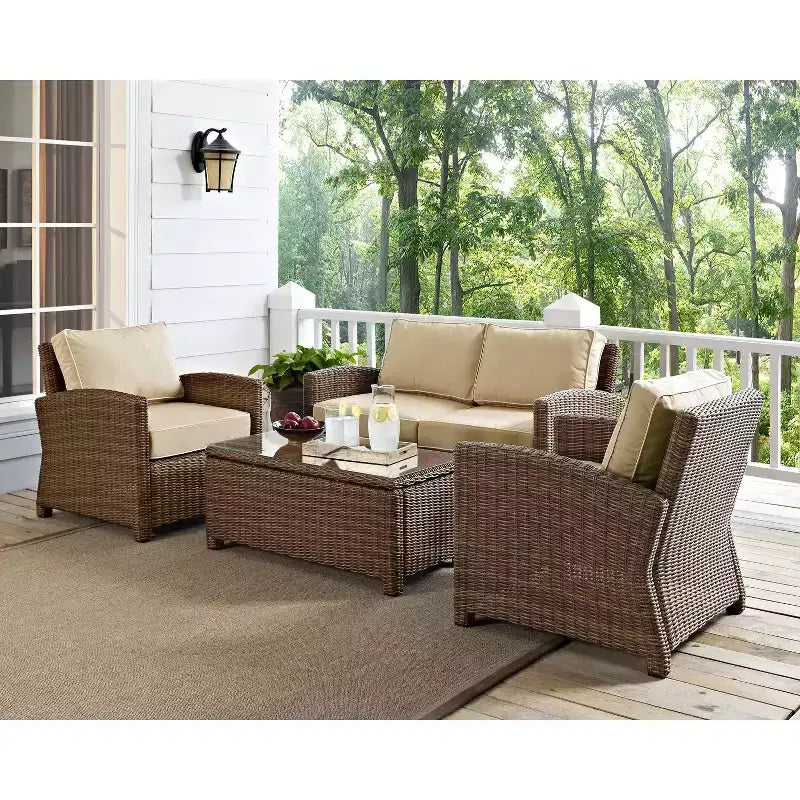 Ensemble de conversation 4 pièces Bradenton en résine tressée pour extérieur – Crosley