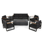 Giovanna aluminium loungeset voor buiten voor 7 personen met vuurkorf van Christopher Knight Home
