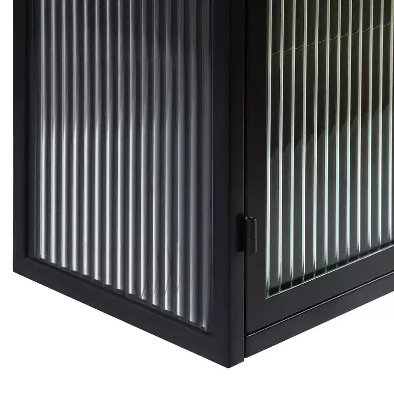 Moderner 2-türiger Wandschrank von Okak mit 3-stufigem Stauraum und Glastüren für Eingangsbereich, Esszimmer, Wohnzimmer oder Küche
