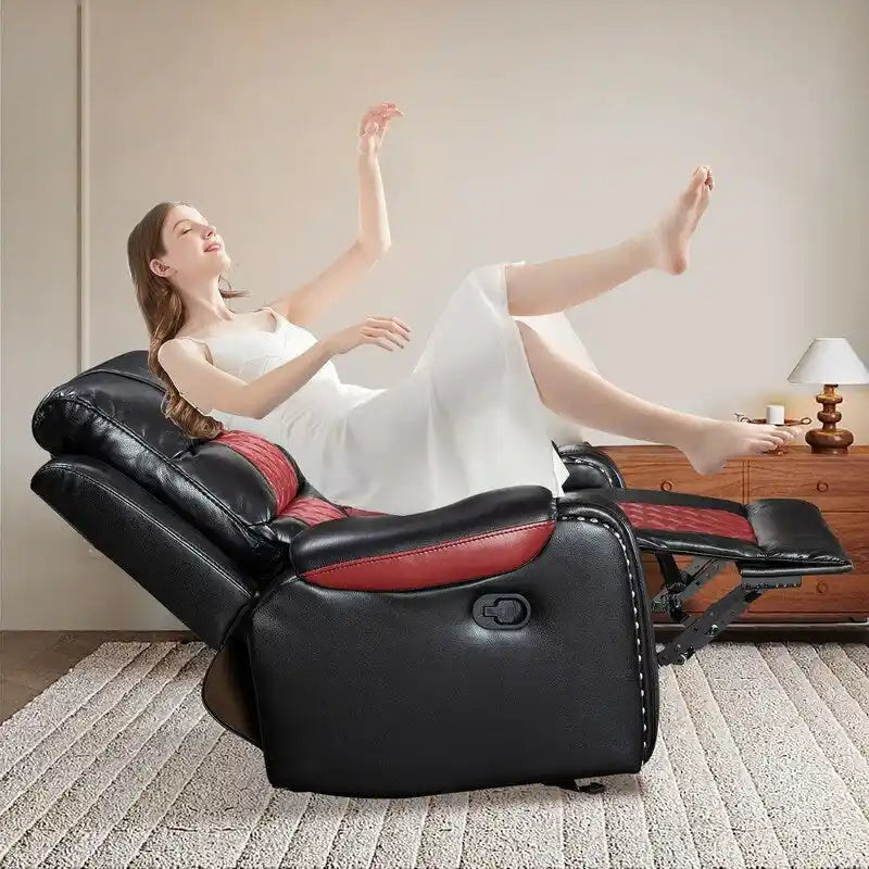 Ruime relaxfauteuil van kunstleer in Amerikaans design voor de woonkamer