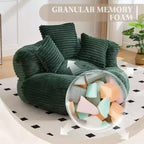 Bean Bag Sofa for Adults Kids, Oversized Corduroy Bean Bag Chair with 3 Pillows & Armrest for Living Room Bedroom