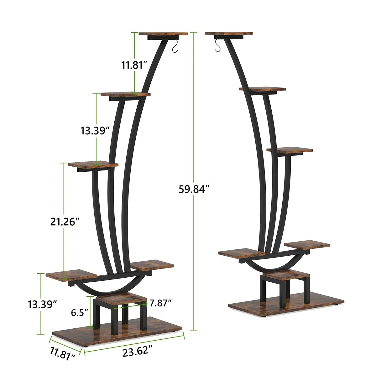 Support pour plantes d’intérieur, présentoir à fleurs à 6 niveaux pour la maison et le jardin – lot de 2