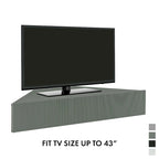 47-Zoll schwebender Eck-TV-Ständer, 3 Ablagen, Übergangsstil, platzsparende Wandmontage