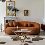 Blaine luxuriöses modernes Sofa im Japandi-Stil aus Bouclé-Stoff mit geschwungener Form